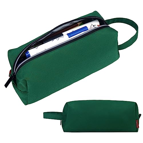 Fmeida Federmäppchen Mädchen Federtasche Junge Schlampermäppchen Federmappe Etui Single Stiftemäppchen Stiftemappe Federpenal Mäppchen für Büro Uni Dunkelgrün von Fmeida