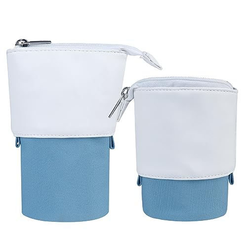 Fmeida Federmäppchen Mäppchen Mädchen Teenager Federtasche Junge Federmappe Mit Reißverschluss Schulmäppchen Federschachtel Schlampermäppchen 2 in 1 Vom Stifteetui Schule Blau von Fmeida