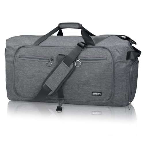 Fmeida Reisetasche Herren Groß Reisetaschen Faltbar Weekender Damen Sporttasche Saunatasche Damen Duffle Bag mit Schuhfach Leicht Gym Bag Kliniktasche Geburt Krankenhaustasche Hellgrau von Fmeida