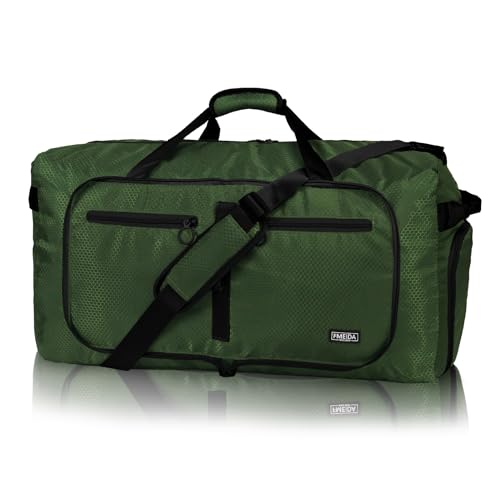 Fmeida Reisetasche Groß XXL Reisetaschen Faltbar Sporttasche Weekender Herren Leicht Reise Tasche Sauna Taschen Damen Sporttasche mit Schuhfach Kliniktasche Geburt Krankenhaustasche Grün von Fmeida