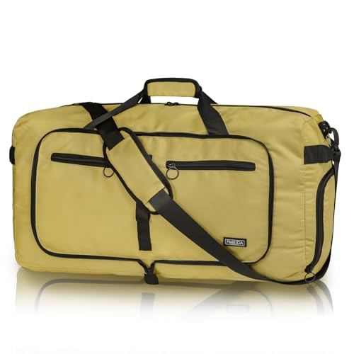 Fmeida Reisetasche Groß Foldable Travel Bag Reisetaschen Damen Handgepäck Tasche Faltbare Sporttasche Herren Duffle Bag mit Schuhfach Saunatasche Leicht Kliniktasche Geburt Wasserdicht Hellbraun von Fmeida