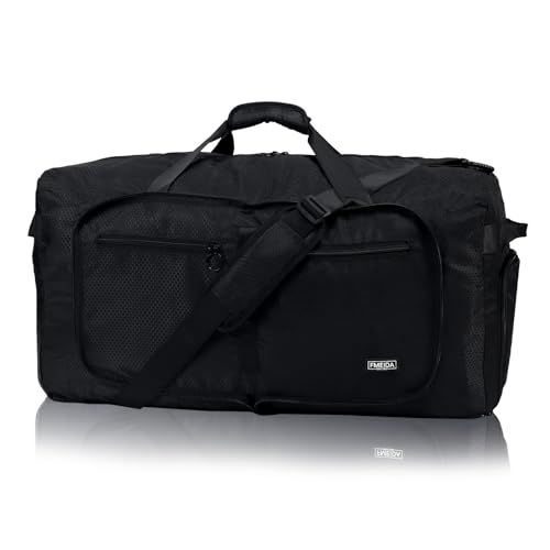 Fmeida Reisetasche Groß Reisetaschen Damen Handgepäck Tasche Faltbare Sporttasche Herren Duffle Bag mit Schuhfach Saunatasche Leicht Kliniktasche Geburt Wasserdicht Schwarz von Fmeida