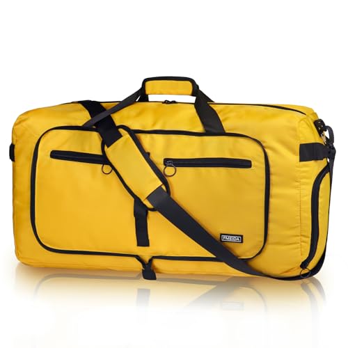 Fmeida Reisetasche Groß Reisetaschen Damen Handgepäck Tasche Faltbare Sporttasche Herren Duffle Bag mit Schuhfach Saunatasche Leicht Kliniktasche Geburt Wasserdicht Gelb von Fmeida