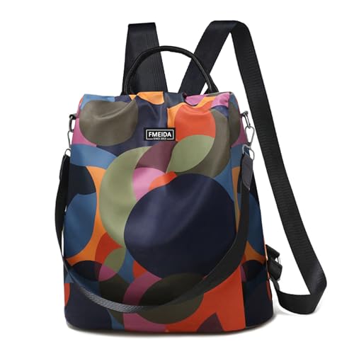 Fmeida Rucksack Damen Anti Diebstahl Handtaschen Wasserdichte Nylon Schulrucksack 2 in 1 Schultertasche Shopper Casual Daypack Reiserucksack für Frauen Mädchen (Bunt) von Fmeida