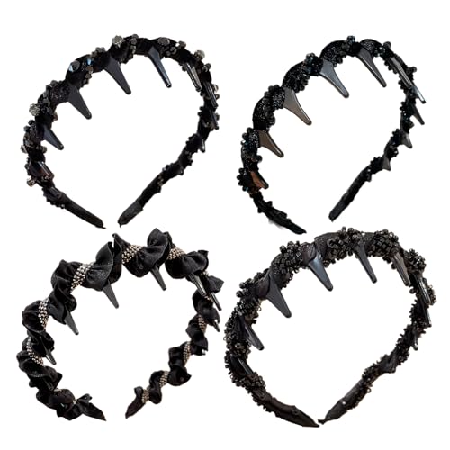 FmtwPhn Krallen Stirnband | Wellenförmiges Strass-Haarband mit Zackenbügel,Rutschfeste Kopfbaender fuer Frauen Maedchen Festlichkeiten Abendgarderobe Tanzen Zuhause Musikfeste Feiertage Dating von FmtwPhn