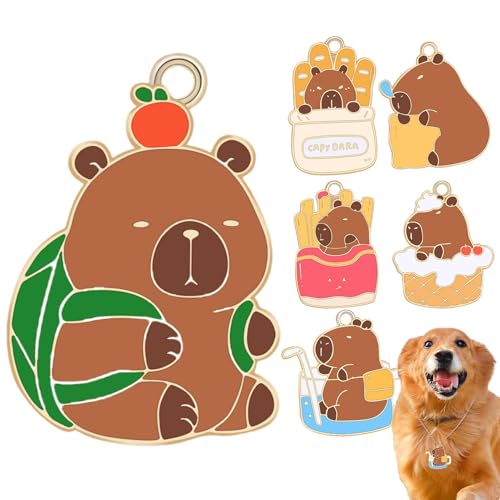 Capybara-Halskettenanhänger – 6 Stück Tragbarer Capybara-Anhänger, Süßer Halskettenanhänger | Multifunktionaler Metall-Cartoon-Taschenanhänger, Wasserdichte Dekoration Für Ohrringe, Schlüsselanhänger, von Fmzrbnih