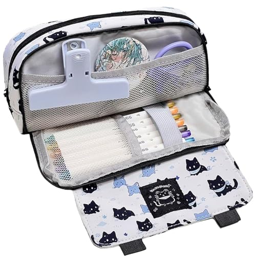 Federmäppchen, niedliche Katze, Federmäppchen, Federmäppchen mit großer Kapazität – multifunktionale Stifttasche, robuste Stiftebox, Elegante Zeitungszubehör, Federmäppchen, Se référer au descriptif, von Fmzrbnih