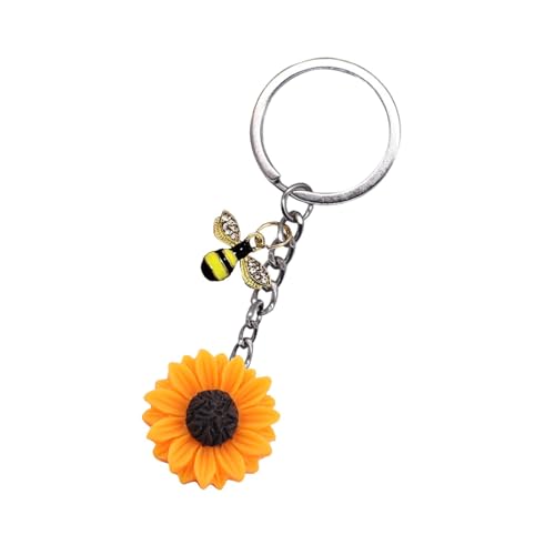 Fmzrbnih Sonnenblumen-Schlüsselanhänger für Damen - Schlüsselanhänger mit einzigartigem Design in Gelb - Inspirierender Sonnenblumen-Anhänger für Tasche oder Geldbörse von Fmzrbnih