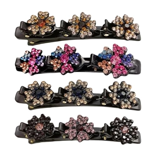 Funkelnde Kristallstein-Haarnadeln, geflochtene Haarspangen für Frauen, Damen Strass-Clips, Funkelnde, mit Kristallsteinen geflochtene Kleeblatt-Haarspangen für Erwachsene, alle Altersgruppen, Kosmeti von Fmzrbnih