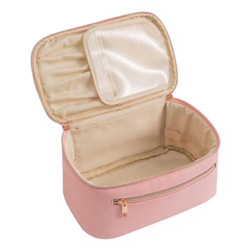 Leder-Make-up-Tasche – Wasserdichte Kulturtasche, Kosmetik-Reisetasche | Pu-Leder-Make-up-Organizer-Taschen, Hautpflegetasche Mit Griff, Leder-Kosmetiktasche Für Frauen Und Mädchen, (9,25 X 5,51 X 5 Z von Fmzrbnih