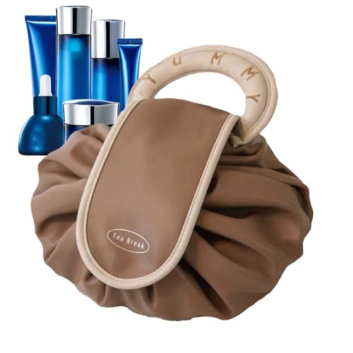 Make -up -Tasche zum Drawess - wasserdichte PU -Organisator, tragbare kosmetische Beutel, langlebige Fahrtasche | Mehrzweck -Kosmetikzubehör für Frauen -Tenkerhalter Beauty Essentials Carrier Carrier von Fmzrbnih