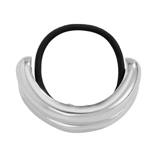Metall-Haargummi – Modisches Ellipsen-elastisches Haargummi, Tragbares Pferdeschwanzband | Mehrzweck-Doppelbogen-Pferdeschwanz-Haargummi, Haarschmuck Für Frauen Und Mädchen, (Gold, Silber) (2,36 X 2,3 von Fmzrbnih