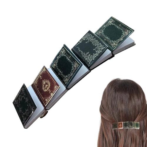 Miniatur-Buch-Haarspange – Miniatur-Buch-französische feste Haarspange, tragbare Haarspange | Mehrzweck-handgefertigtes Vintage Tiny Books Haarspangen-Accessoire, Haar-Snap-Clips für dickes Haar von Fmzrbnih