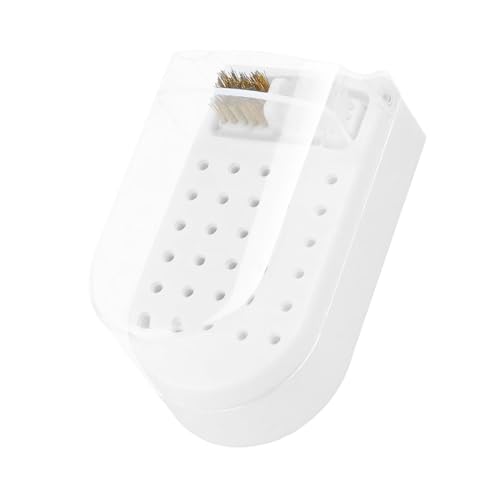 Nagelbohrer Bits Cleaner Pinsel Case-Weißer Bohrbithalter, Mehrzweck-Anti-Splash-Organizer | 30 Loch Nagelbitgehäuse mit 2 Pinsel für Home Salon Maniküre Pediküre -Werkzeuge Professioneller Gebrauch von Fmzrbnih