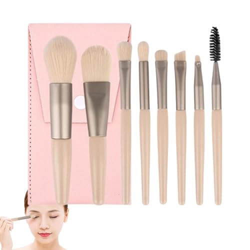 Reise -Make -up -Bürstenset - Tragbares Kleines Kosmetisches Kit 8pcs, Professionelle Synthetische Borsten | Weiche Lidschatten -Mixer Eyeliner Smudge Tool, Grundschattierung, Concealer -Detailer Für von Fmzrbnih