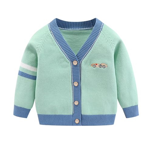 Fnaobai Kleinkind Baby Jungen Strickjacke kleine Jungen V-Ausschnitt Baumwolle Pullover Kinder Lange Ärmel Jacke Stricken Knopf Up für Herbst Winter von Fnaobai