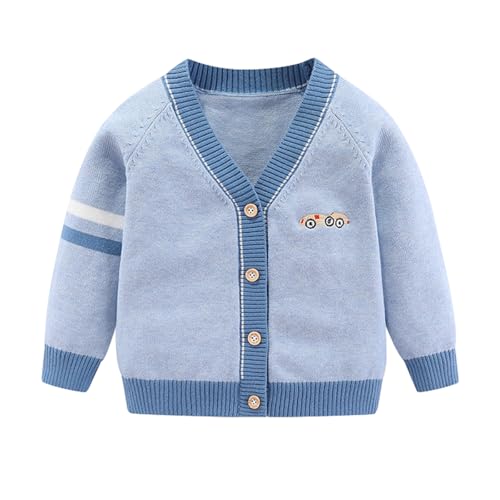 Fnaobai Kleinkind Baby Jungen Strickjacke kleine Jungen V-Ausschnitt Baumwolle Pullover Kinder Lange Ärmel Jacke Stricken Knopf Up für Herbst Winter von Fnaobai