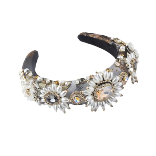 Ay08 Haarbänder mit Strasssteinen, breit, für Partys, elastisches Haarband, Haarschmuck, Ay08, Grau von Fnfmrfmr