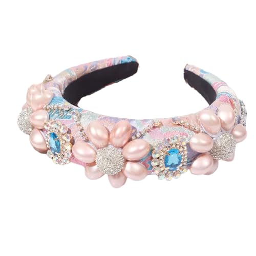 Fnfmrfmr Ay02-Pnnrk Haarbänder mit Strasssteinen, breite Haarbänder für Damen, Party, elastisches Haarband, Haarschmuck, Haarreifen von Fnfmrfmr