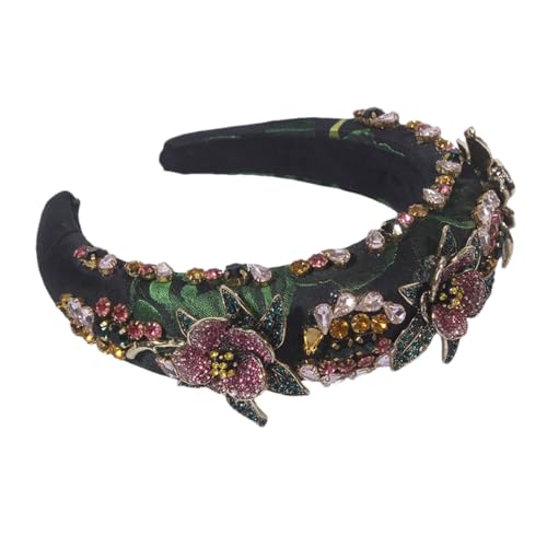 Fnfmrfmr Ay06 Haarreifen mit Strasssteinen, breit, für Partys, elastisch, Haarschmuck, Ay06, Schwarz von Fnfmrfmr