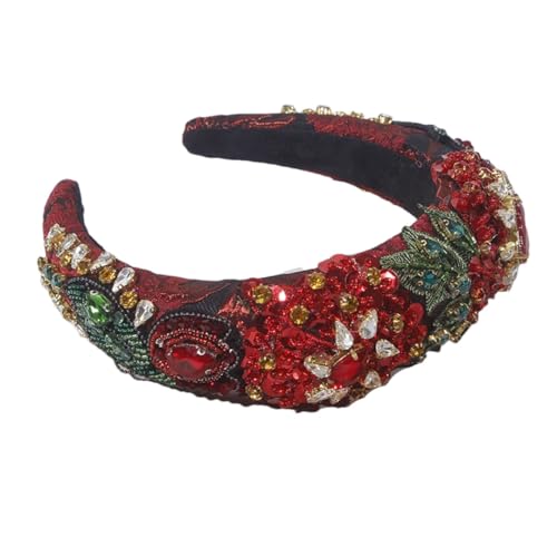 Fnfmrfmr Ay13 Haarreifen mit Strasssteinen, breit, für Partys, elastisches Haarband, Haarschmuck, Ay13-Rot von Fnfmrfmr