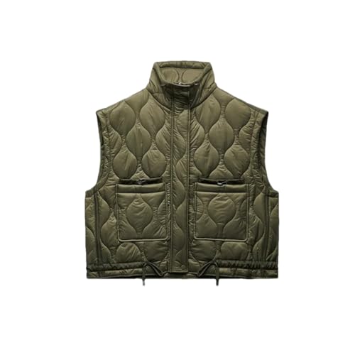 Fnfmrfmr Damen Reißverschlüsse Steppweste Hoher Kragen Ärmellos Aufgesetzte Taschen Warme Weste Mantel Gepolsterte Weste, Khaki 2969279, 36 Fnfmrfmr Damen Reißverschlüsse Steppweste Hoher Kragen Ärmellos Aufgesetzte Taschen Warme Weste Mantel Gepolsterte Weste, Khaki 2969279, 36 von Fnfmrfmr