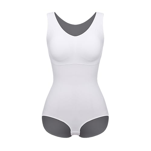 Fnfmrfmr Frauen Bodysuit Shaper Korsett Bauchkontrolle Taille Trainer Shapewear Unsichtbar Nahtlos Bodyshaper, weiß, 48 von Fnfmrfmr
