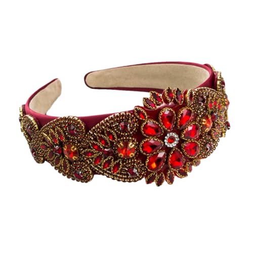 Fnfmrfmr Gepolsterte Damen-Haarbänder mit Strasssteinen, Pailletten, Perlen, breit, Haarschmuck, Haarbänder, 13 Stück, Rot von Fnfmrfmr