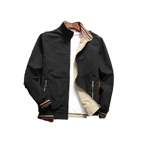 Fnfmrfmr Herren Herbst Winter Doppelseitige Casual Stehkragen Jacke Verschleißfeste Tasche Reißverschluss Jacke Black L von Fnfmrfmr