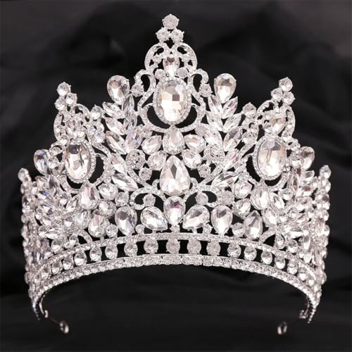 Frauen Hochzeit Tiara Strass Krone Braut Haarschmuck Kronen Party Kopfbedeckung Silber Weiß von Fnfmrfmr