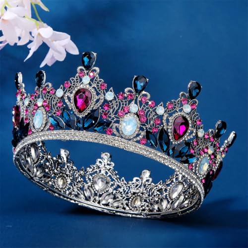 Krone Tiaras für Frauen Strass Braut Kopfbedeckung Hochzeit Haarschmuck Kopfschmuck Rose Rot von Fnfmrfmr