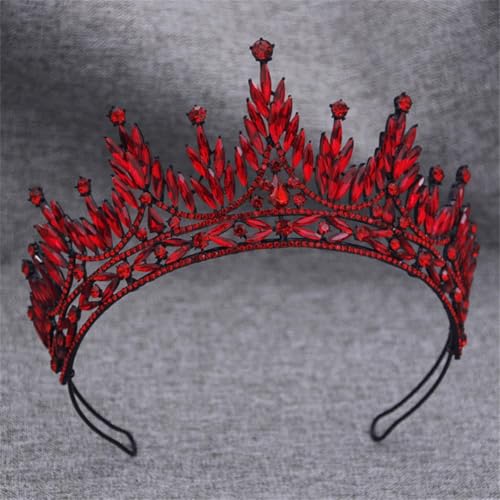 Queen Hochzeitskrone Haar-Tiaras Prinzessin Party Festzug Kopfbedeckung Schmuck Kronen Brautzubehör Rot von Fnfmrfmr