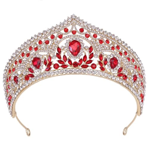 Strass Hochzeitskleid Tiara Krone Festzug Tiara Hochzeit Kopfschmuck Haar Vintage Party Schmuck Rot von Fnfmrfmr