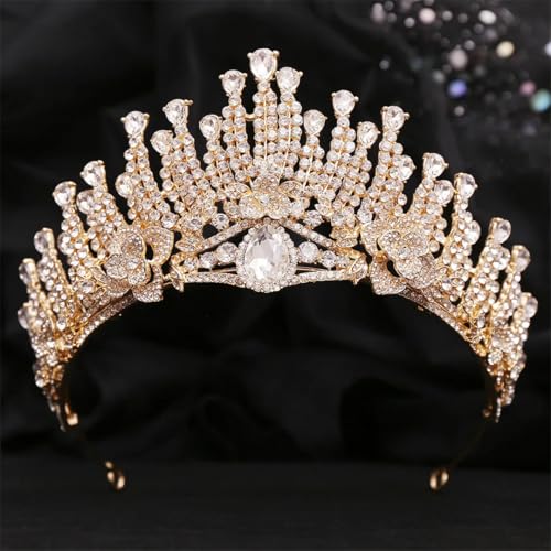 Strass Perlen Quaste Tiara Kronen für Frauen Hochzeit Party Braut Krone Haarschmuck H255 Gold Strass Perlen Quaste Tiara Kronen für Frauen Hochzeit Party Braut Krone Haarschmuck H255 Gold von Fnfmrfmr