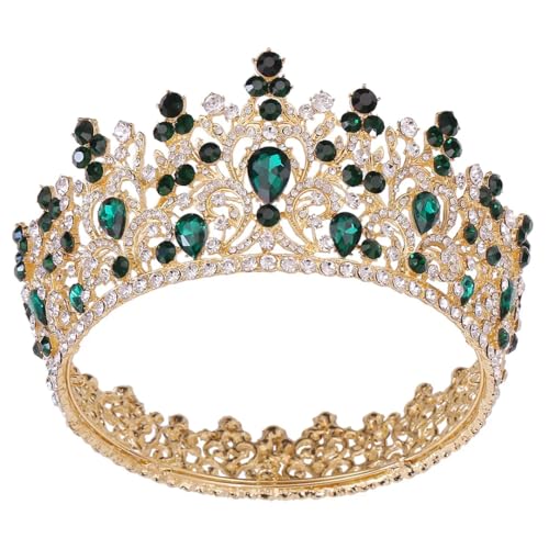 Voll Runde Königin König Kronleuchter Diadem Bankett Diadem Ball Partyzug Party Hochzeit Haar Schmuck Gold EN8 von Fnfmrfmr