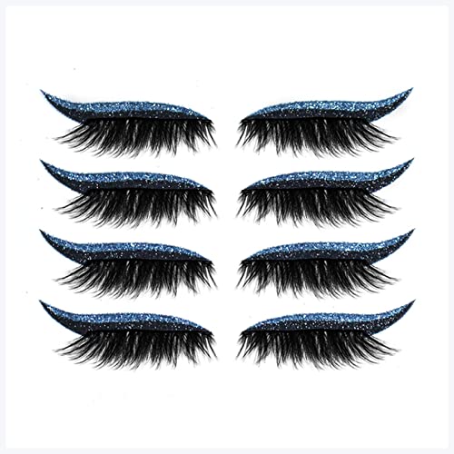 Doppel augenlid aufkleber 4 Paare Eyeliner Wimpern-Aufkleber Wiederverwendbarer wasserdichter Stock auf Eyeliner Lidschatten Makeup Mode Eyeliner Aufkleber Augen Make-up Eyeliner aufkleber (Size : Bl von FnnEmg