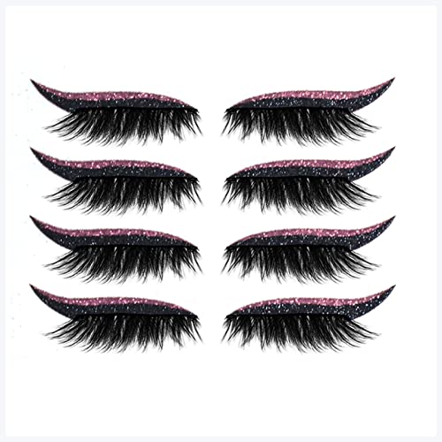 Doppel augenlid aufkleber 4 Paare Eyeliner Wimpern-Aufkleber Wiederverwendbarer wasserdichter Stock auf Eyeliner Lidschatten Makeup Mode Eyeliner Aufkleber Augen Make-up Eyeliner aufkleber (Size : Pi von FnnEmg