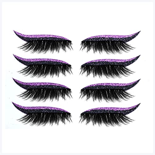 Doppel augenlid aufkleber 4 Paare Eyeliner Wimpern-Aufkleber Wiederverwendbarer wasserdichter Stock auf Eyeliner Lidschatten Makeup Mode Eyeliner Aufkleber Augen Make-up Eyeliner aufkleber (Size : Pu von FnnEmg