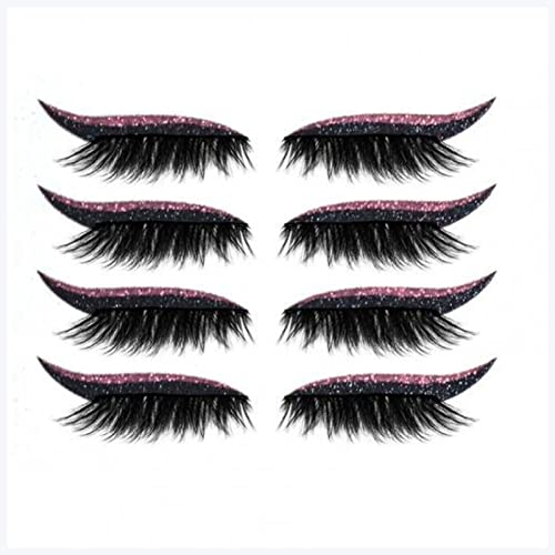 Doppel augenlid aufkleber 4 Paare Lidschatten Aufkleber Wimpern Aufkleber Mode Augen Aufkleber Makeup Eyeliner Attraktiver Wiederverwendbarer Kunststoff-Augenlid-Make-up-Aufkleber Eyeliner aufkleber ( von FnnEmg