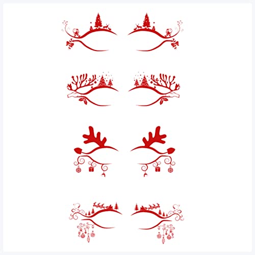 Doppel augenlid aufkleber 8 Blätter Weihnachten temporäre Gesicht Tattoo Lidschatten Eyeliner Aufkleber 4 Muster Make-up Eye Tattoo Aufkleber for Party Halloween Eyeliner aufkleber (Size : Belgium) von FnnEmg