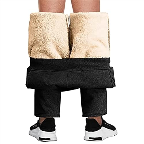 FnnEmg Jogginghose Herren Thermo Gefütterte Hosen, Skihose Outdoorhose Wasserdicht Arbeitshosen mit Taschen Herren Sweathose Elastische Freizeithose -B Black||S von FnnEmg