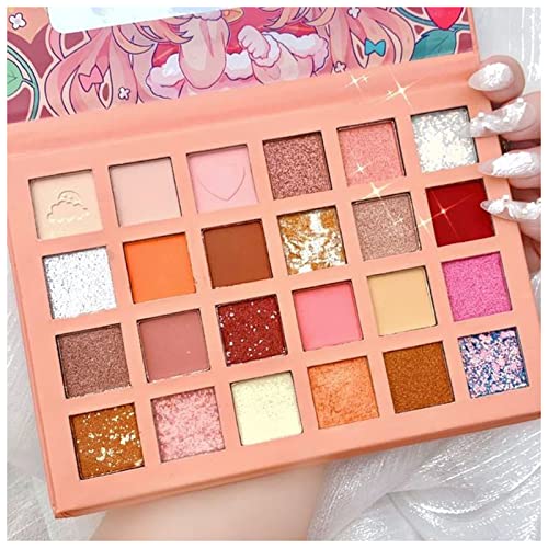 Qing beauty palette 24 Farben Erdbeer-Mädchen-Lidschatten-Palette Glitzer Perlglanz Wasserdicht Anfänger Erde Farbe billig Lidschatten blass Make up palette von FnnEmg