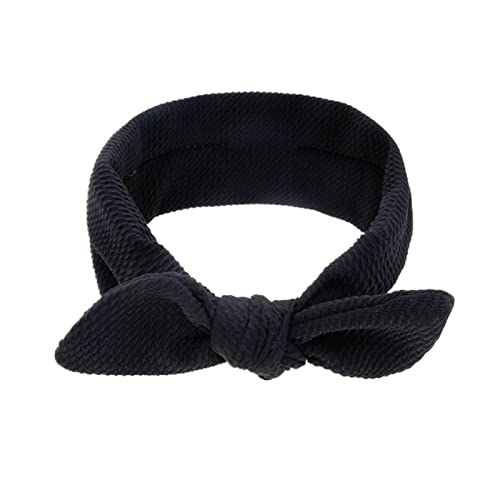 Stirnband Damen Baumwollelastische Turban-Mädchen-massivfarbige stirnband bowknot haarband infant stirnband bandaueau headwrap Gesichtswaschstirnband (Size : Black) von FnnEmg