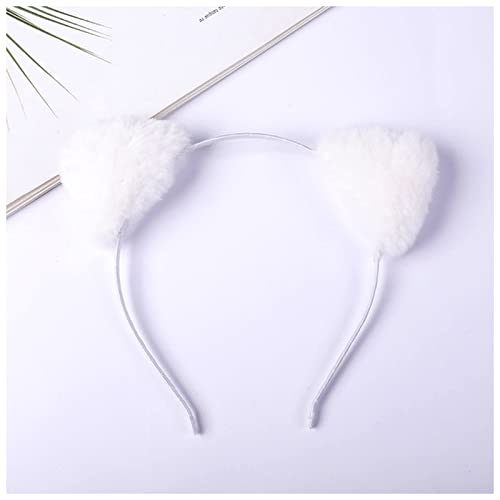 Stirnband Damen Korea Nette Katze Ohren Stirnband for Mädchen Gesicht Wäsche Make-up Plüsch Haarbänder Haarschmuck for Frauen Kawaii Accessorie Gesichtswaschstirnband (Size : White) von FnnEmg