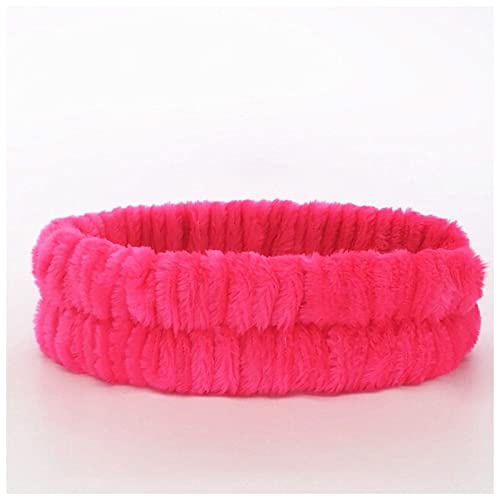 Stirnband Damen Leopard Make-up waschen Gesicht Stirnbänder for Frauen Korallen Fleece Bogen Dot Haarband Turban Knoten Elastische Headwrap Mädchen Haarschmuck Gesichtswaschstirnband (Size : Rose red von FnnEmg