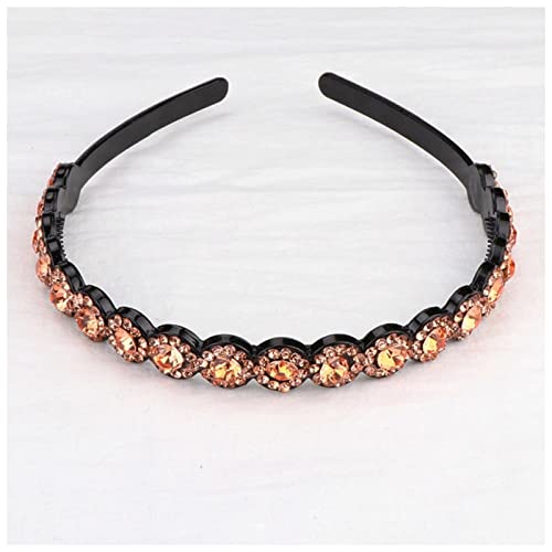 Stirnband Damen Mode Wild Pearl Luxuriöse Strass Clip Stirnband Haarband for Frauen Mädchen Haarschmuck Headwear Gesichtswaschstirnband (Size : Brown) von FnnEmg