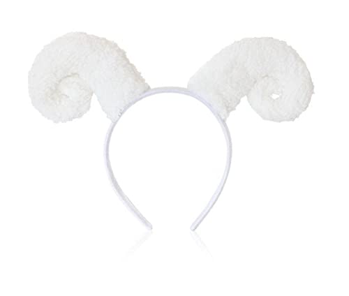 Stirnband Damen Niedliche Schaf Horn Lamm Ohr Weiche Fleece Frauen Stirnband Makeup Kopf Haarband zum Waschen Gesicht Dusche Spa Weihnachtsgeschenk Gesichtswaschstirnband (Size : 6) von FnnEmg