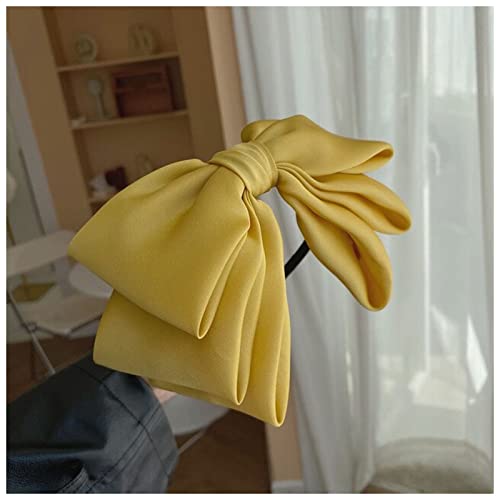 Stirnband Damen Satin Übergroße Fliege Stirnbänder Mode Haarschmuck Frauen Trend Gesicht Wash Banquet Haarbänder Boutique Niedlichen Haarreifen Gesichtswaschstirnband (Size : Yellow) von FnnEmg