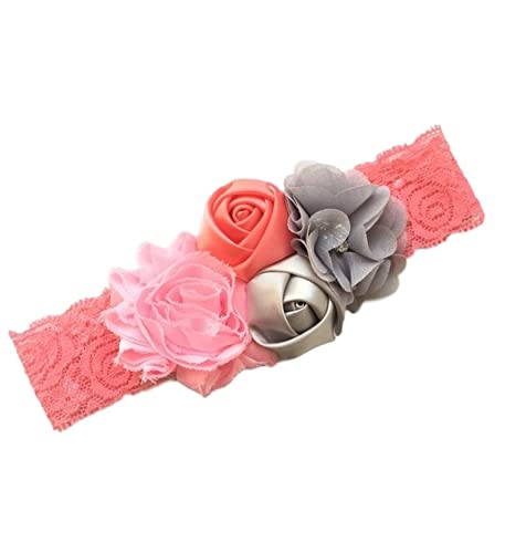 Stirnband Damen Stirnband Rose Elastische Haarband Chiffon Blume Strass Spitze Stirnbänder Mädchen Haarschmuck Headwear Gesichtswaschstirnband (Color : Color 21, Size : Size fits all) von FnnEmg