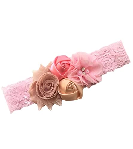 Stirnband Damen Stirnband Rose Elastische Haarband Chiffon Blume Strass Spitze Stirnbänder Mädchen Haarschmuck Headwear Gesichtswaschstirnband (Color : Color 22, Size : Size fits all) von FnnEmg